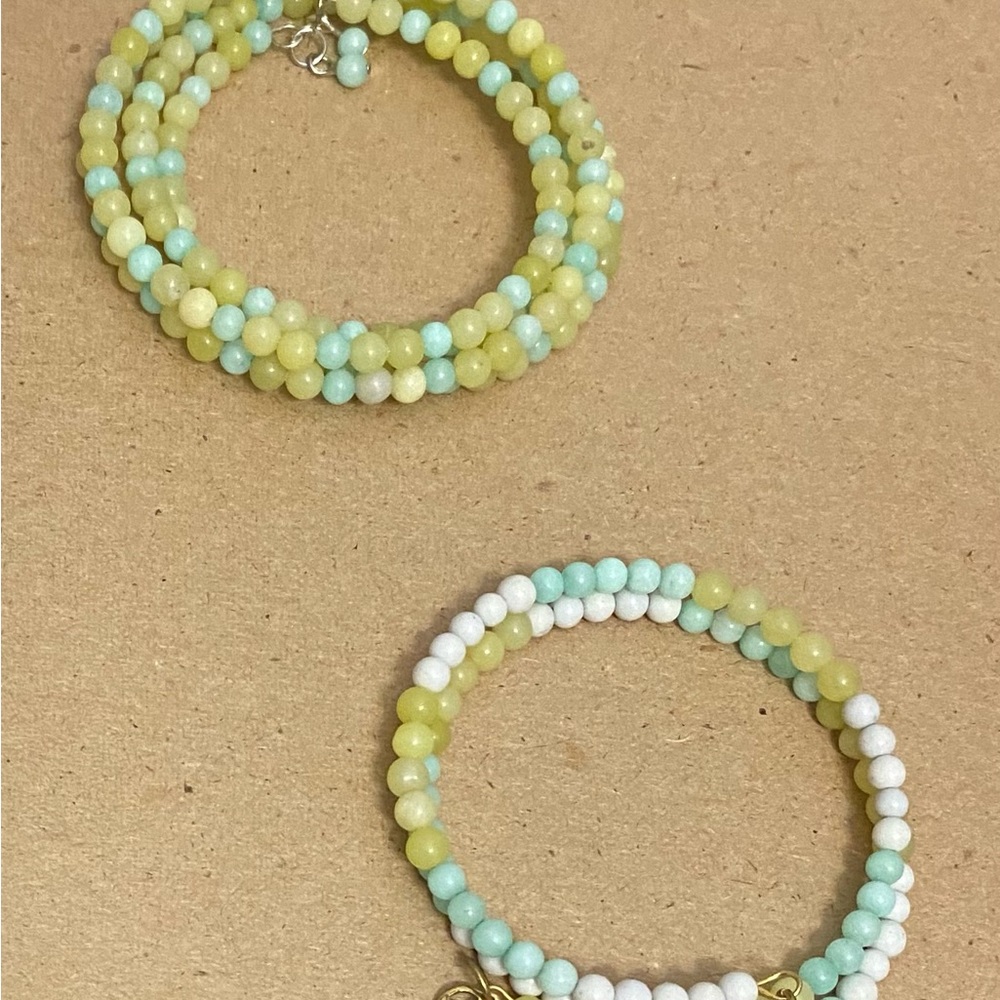 NEW Amazonite, Feldspar, & Serpentine bracelet set